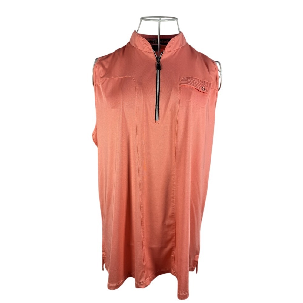Jamie Sadock Top Women XL Coral Sleeveless Quarter Zip Golf Athletic Performance